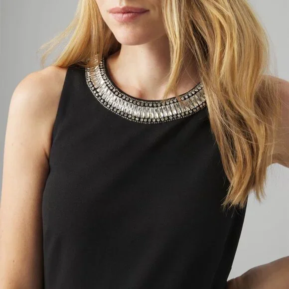 nwt AMAZING SPARKLE WHITE HOUSE BLACK MARKET crystal embellished dress 10 6p - Picture 4 of 4